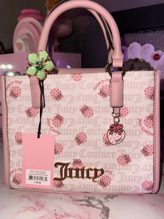 Juicy Couture Handbags - Juicy Couture White / Pink Strawberry Print Mini Satchel